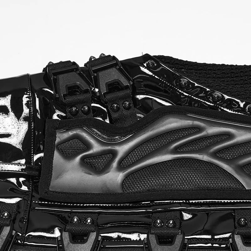 Punk-Minirock mit Schnallenriemen und Mesh-Einsätzen für Damen