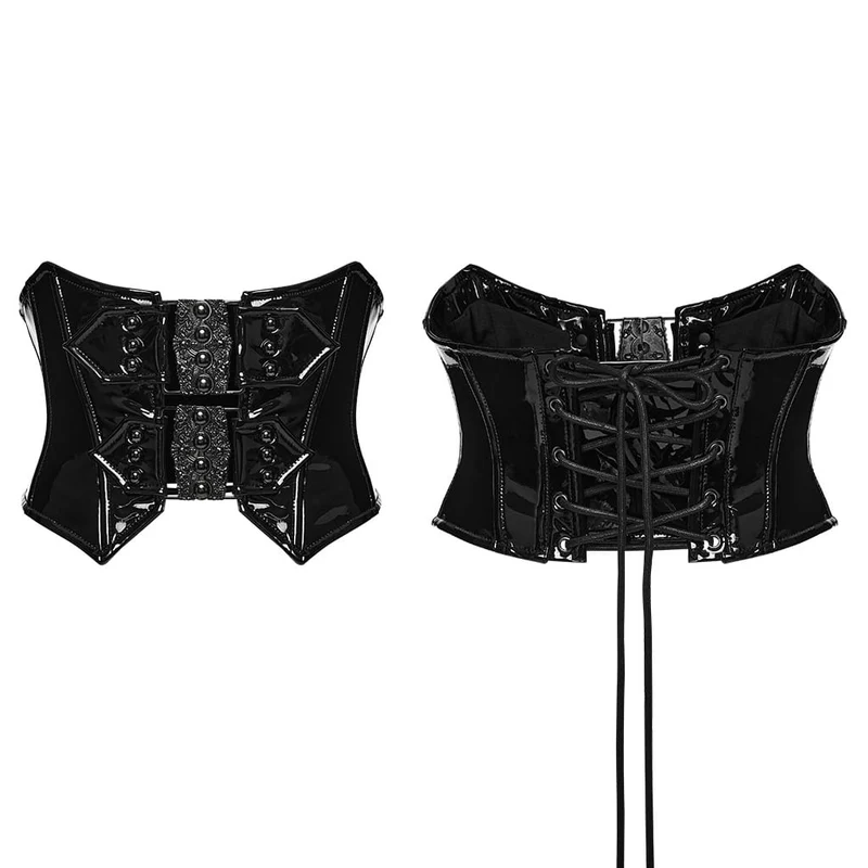 Punk-Korsett für Damen mit Schnürung, Nieten und unregelmäßigem Schnitt unter der Brust