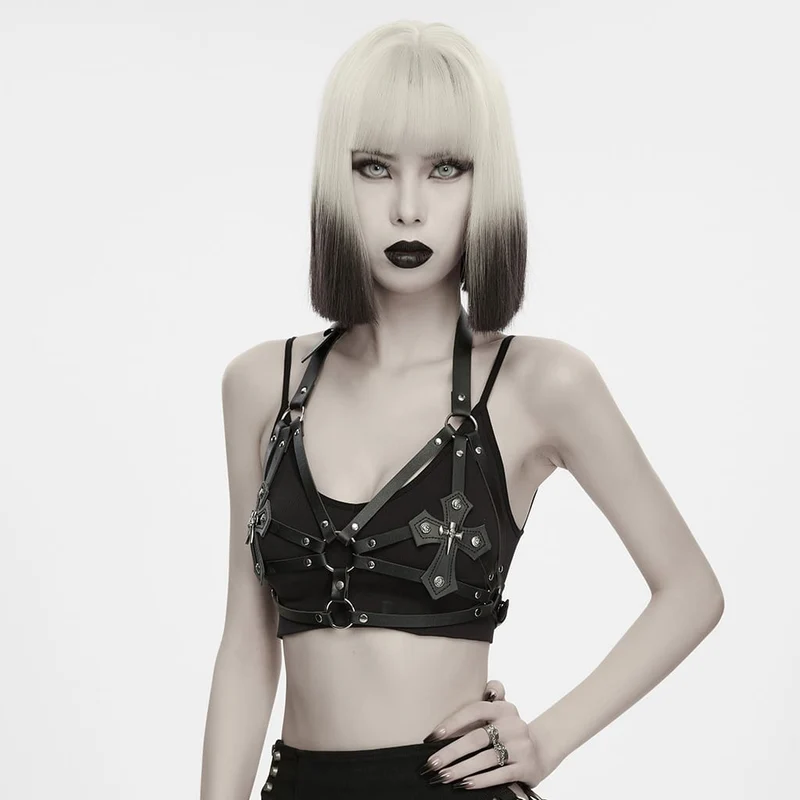 Punk-Nieten-BH mit gekreuztem Neckholder für Damen
