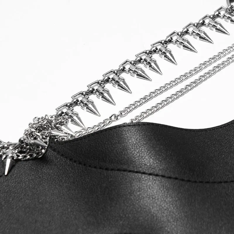 Gothic-Halsband mit Schnallenriemen und Kette für Damen