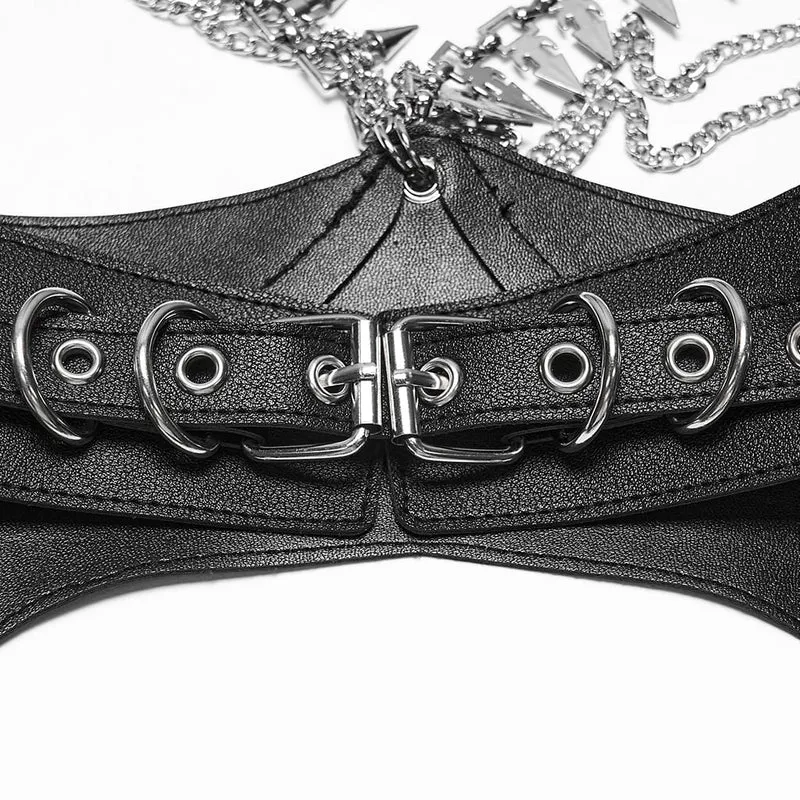 Gothic-Halsband mit Schnallenriemen und Kette für Damen