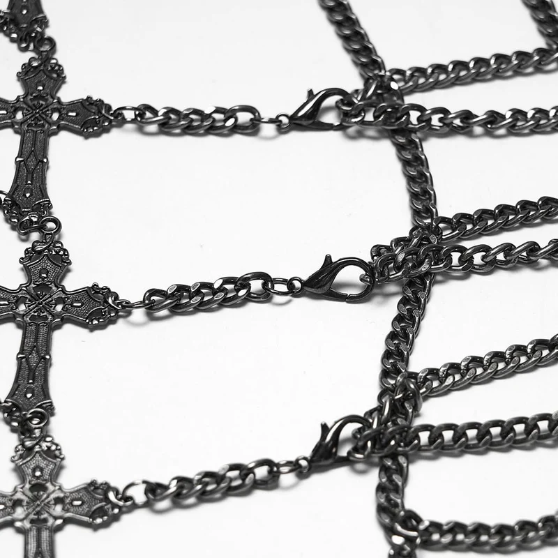 Gothic-Hüftgeschirr mit Kreuzkette für Damen
