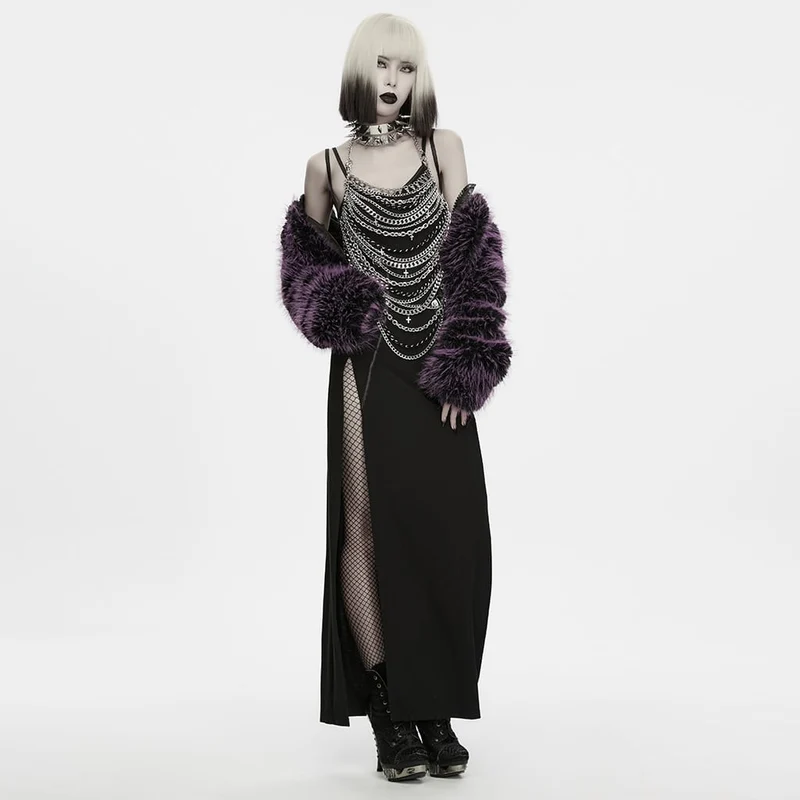 Gothic-Körpergeschirr für Damen mit mehrlagiger Kette und gekreuztem Neckholder
