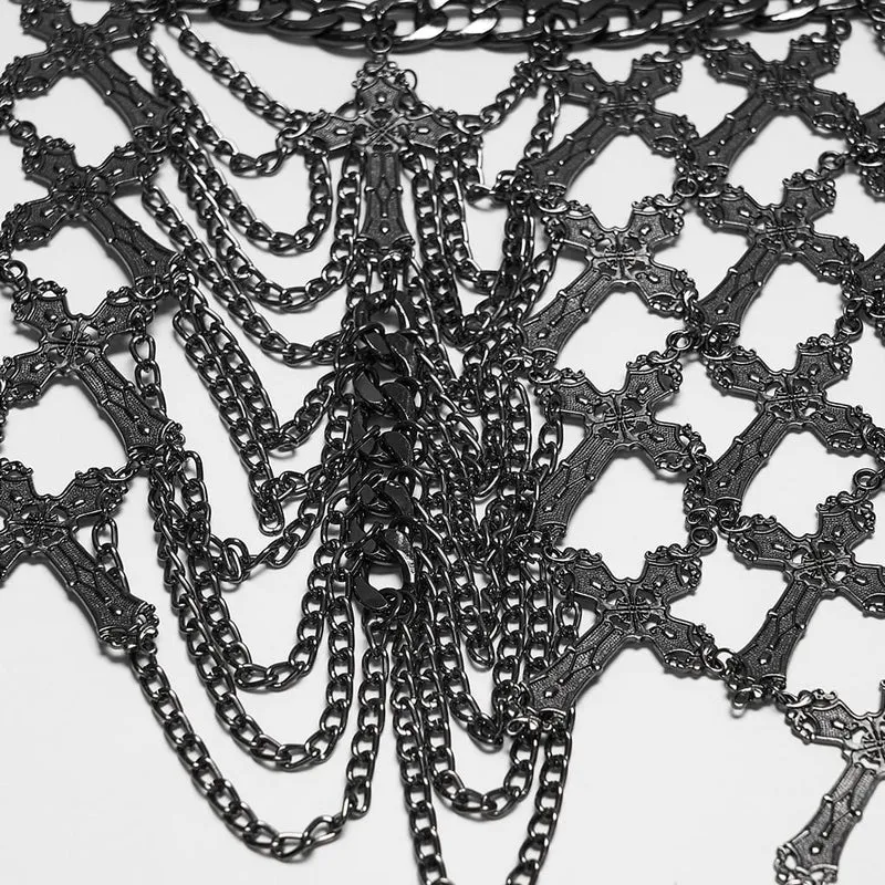 Gothic-Brustgeschirr für Damen mit gekreuzten Ketten