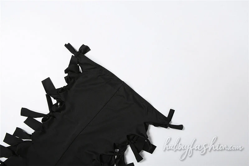 Cut out self tie backless tube romper