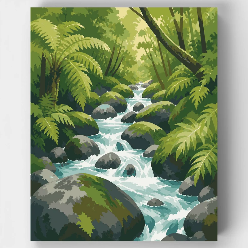Mossy Bush Stream - Paint by Numbers Kit