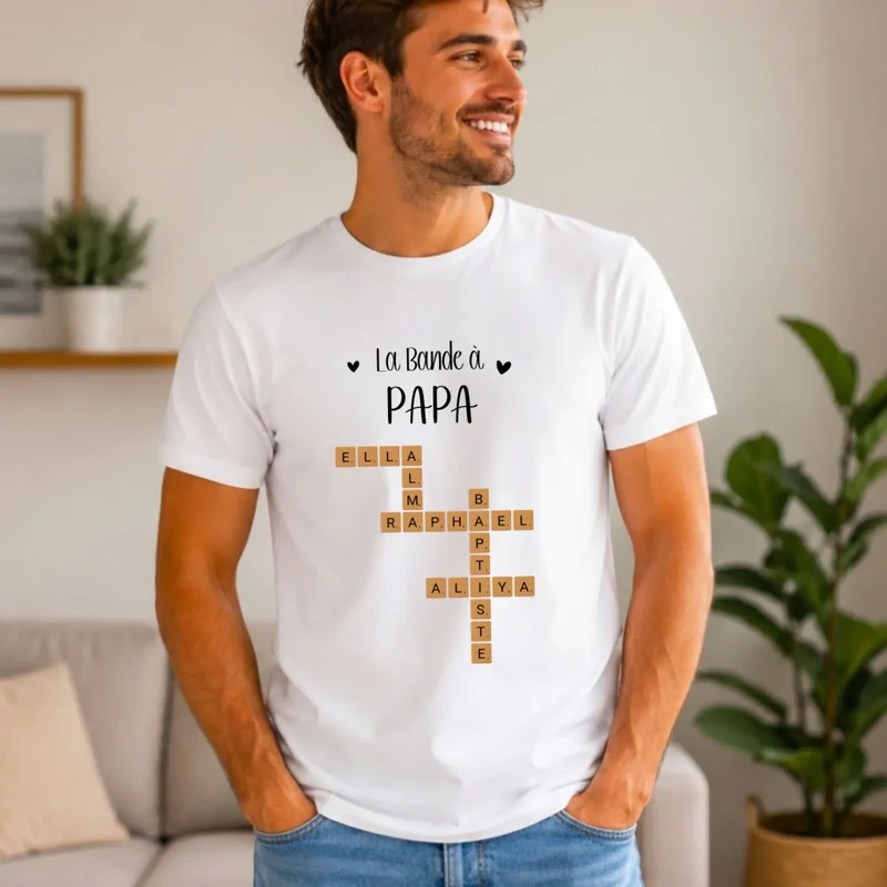 T-shirt Personnalisé Papa - Scrabble avec prénoms Enfants