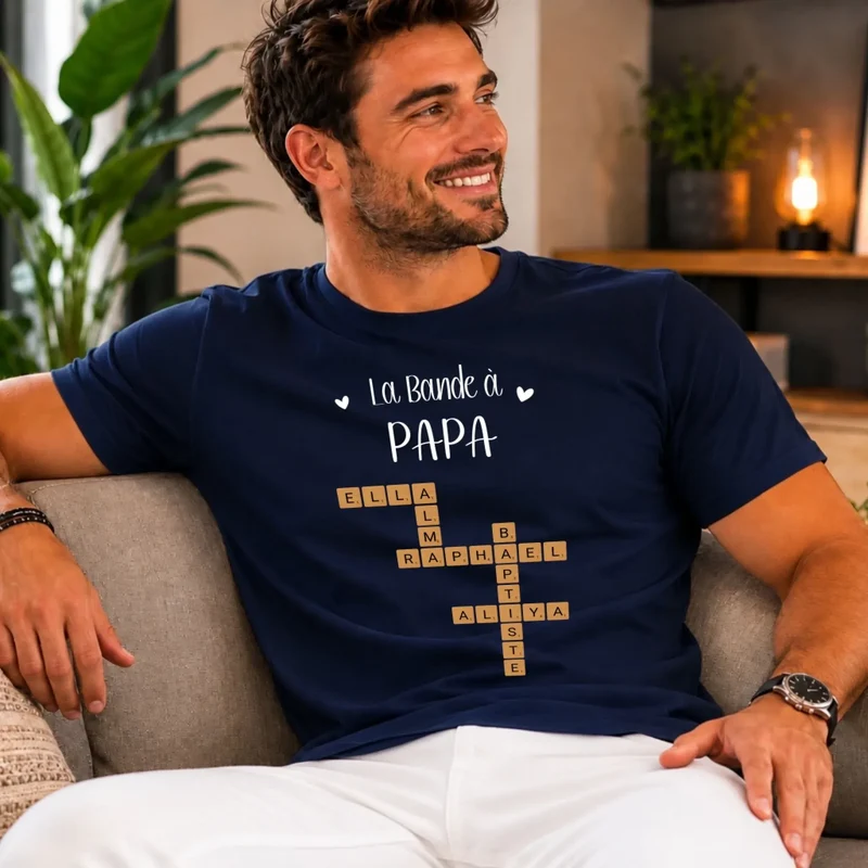 T-shirt Personnalisé Papa - Scrabble avec prénoms Enfants