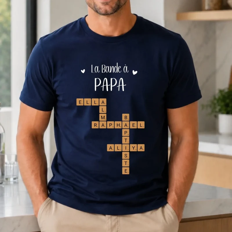 T-shirt Personnalisé Papa - Scrabble avec prénoms Enfants