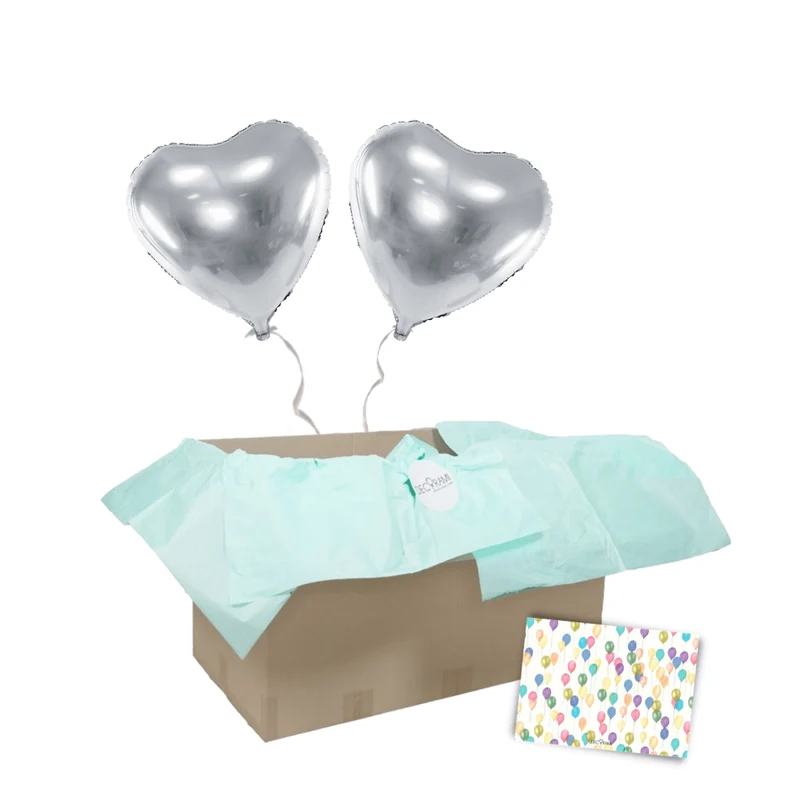 + 2 Herzen Helium-gefüllt (nur in Kombination mit "Heliumballon-Geschenk 2 XXL Wunschzahlen" bestellbar)