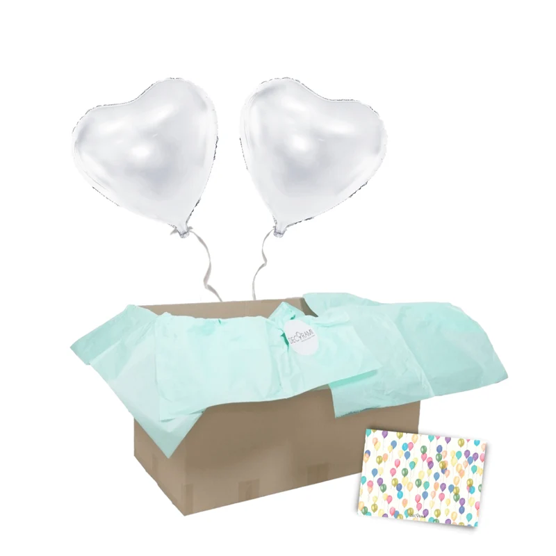 + 2 Herzen Helium-gefüllt (nur in Kombination mit "Heliumballon-Geschenk 2 XXL Wunschzahlen" bestellbar)