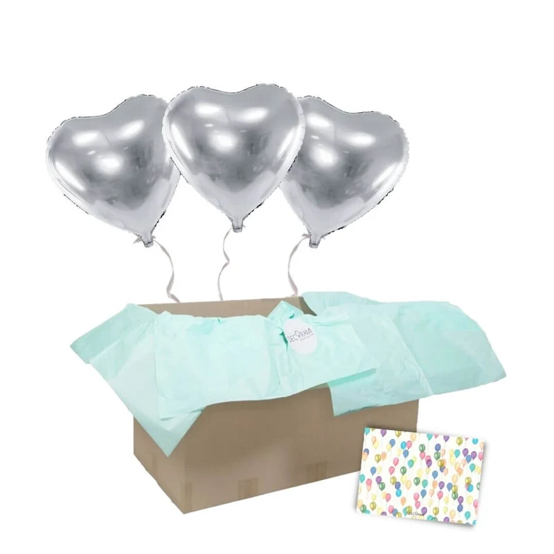 + 3 Herzen Helium-gefüllt (nur in Kombination mit "Heliumballon-Geschenk 1 XXL Wunschzahl" bestellbar)