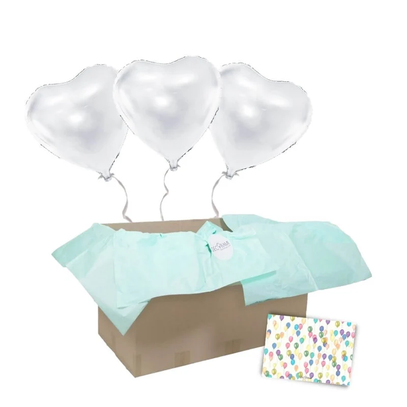 + 3 Herzen Helium-gefüllt (nur in Kombination mit "Heliumballon-Geschenk 1 XXL Wunschzahl" bestellbar)