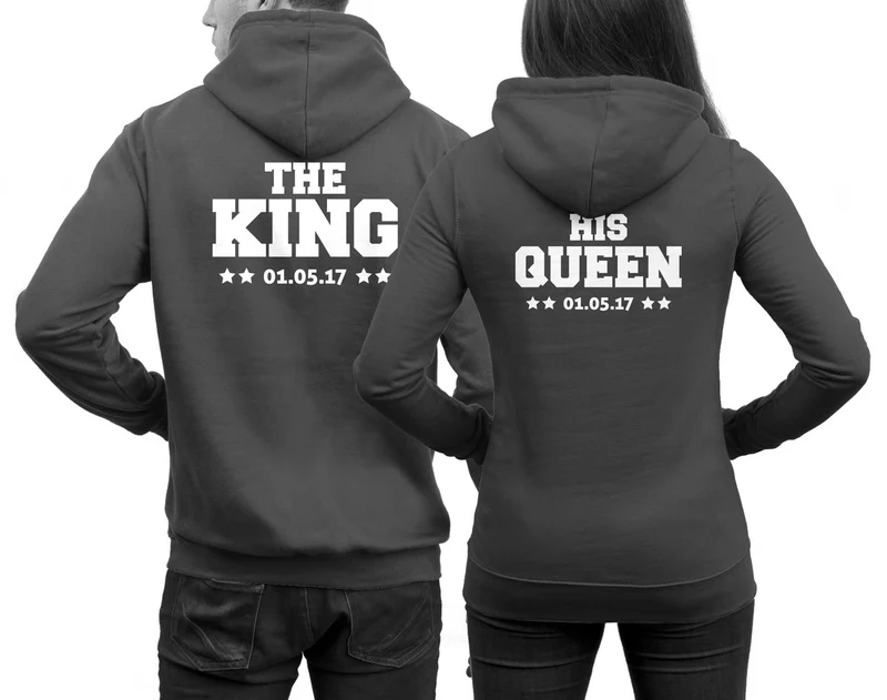 The King und His Queen Hoodies im SET 2 Pärchen Pullover Doppelpack