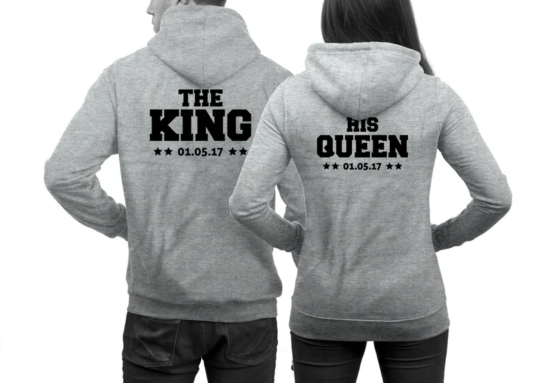 The King und His Queen Hoodies im SET 2 Pärchen Pullover Doppelpack