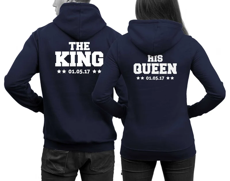 The King und His Queen Hoodies im SET 2 Pärchen Pullover Doppelpack