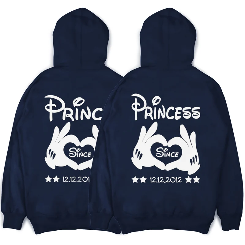 Prince Princess Pullover im Set Pärchen Hoodies Wunschdatum 2 Stück