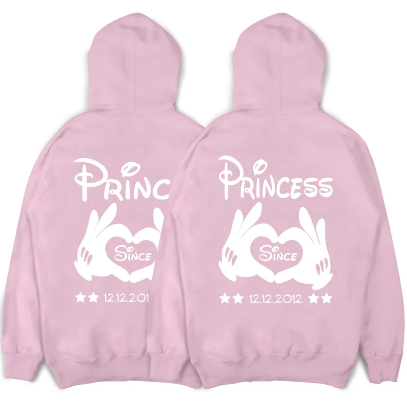 Prince Princess Pullover im Set Pärchen Hoodies Wunschdatum 2 Stück