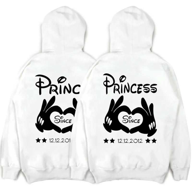 Prince Princess Pullover im Set Pärchen Hoodies Wunschdatum 2 Stück