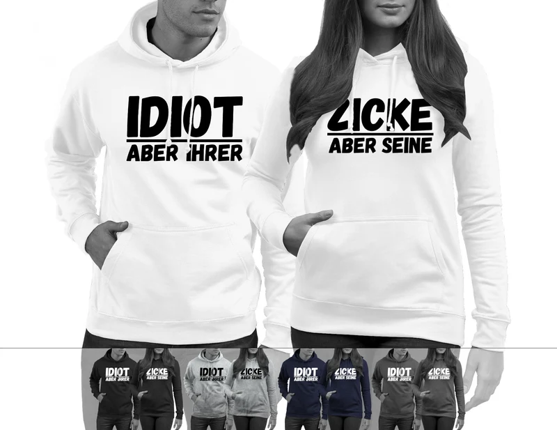 Idiot Zicke Pullover für Paare 2 Stück Hoodies in den Größen XS - 3XL