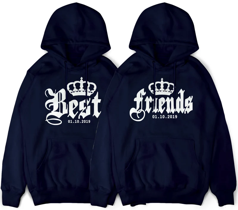 BEST FRIENDS Hoodies mit Wunschdatum und Krone im SET Beste Freunde Pullover