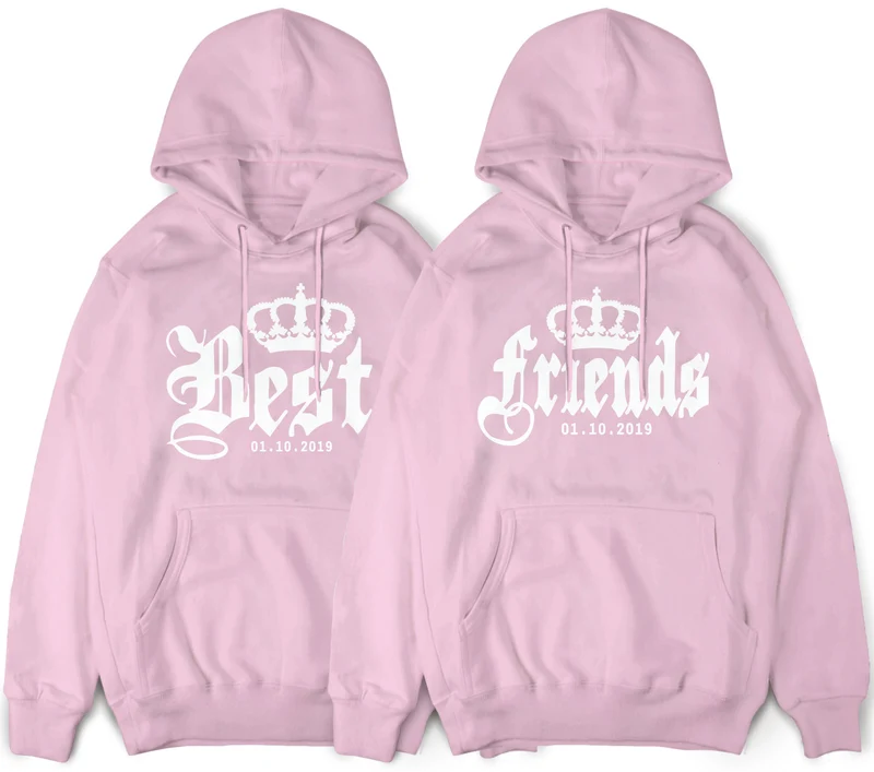 BEST FRIENDS Hoodies mit Wunschdatum und Krone im SET Beste Freunde Pullover