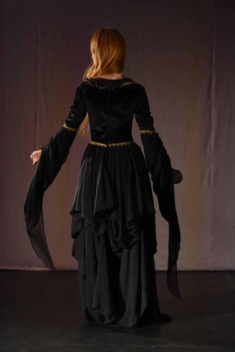 Kleid - Schwarzes Mittelalterkleid - W014
