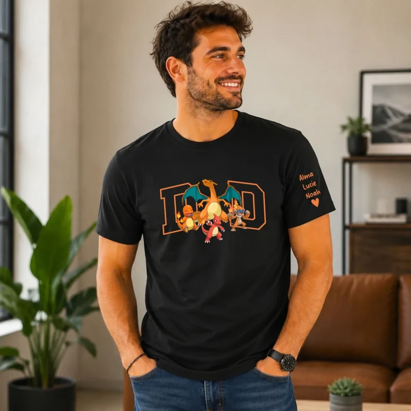 T-shirt Papa et ses monstres - Cadeau Personnalisé
