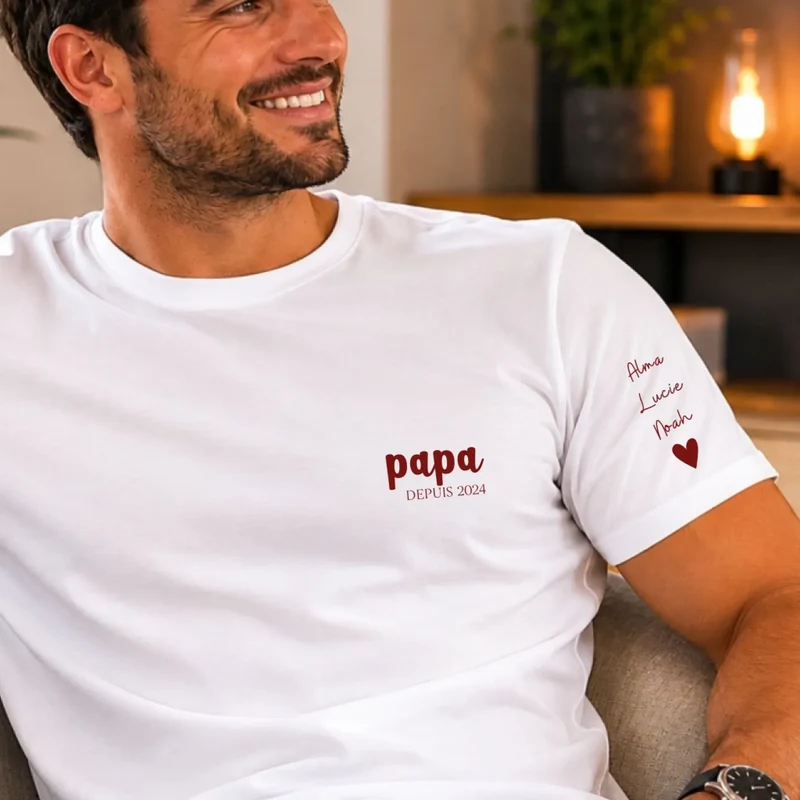 T-shirt personnalisé date - Papa Depuis