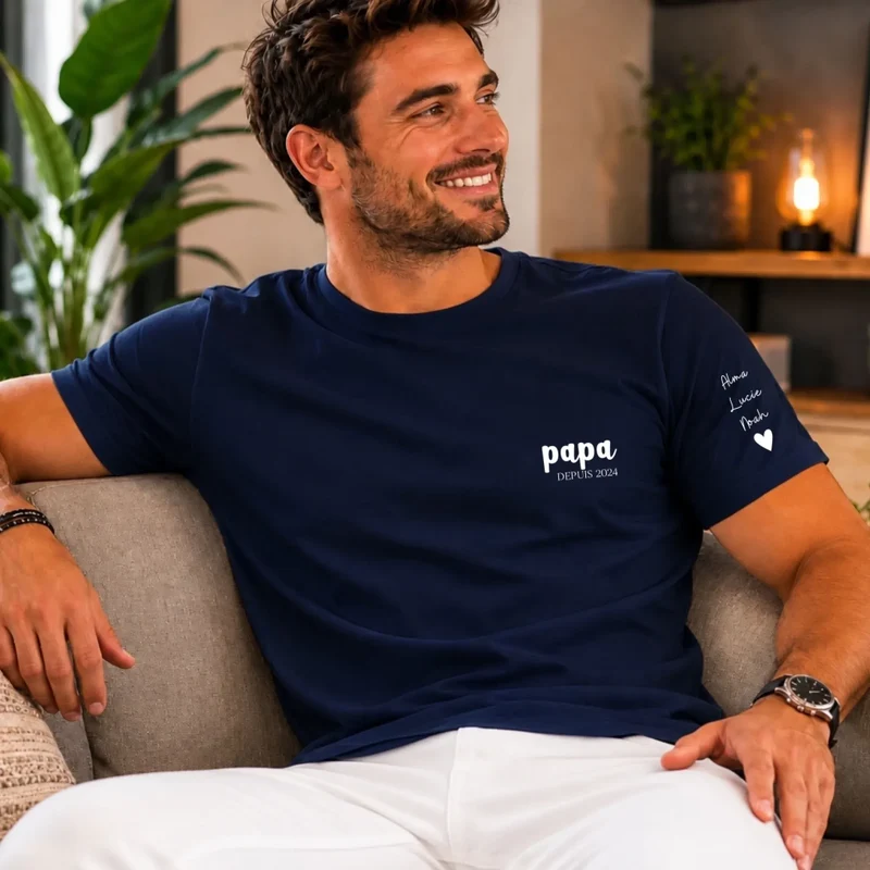 T-shirt personnalisé date - Papa Depuis