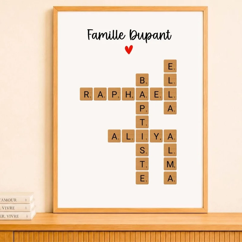 Affiche personnalisée Scrabble - Famille avec prénoms