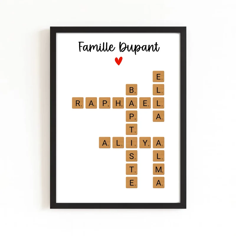 Affiche personnalisée Scrabble - Famille avec prénoms