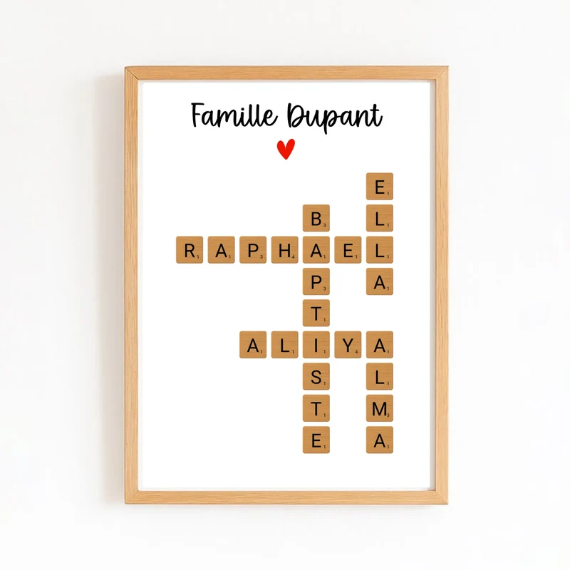 Affiche personnalisée Scrabble - Famille avec prénoms