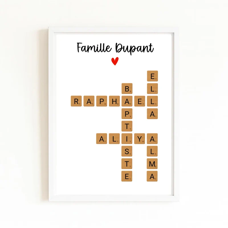 Affiche personnalisée Scrabble - Famille avec prénoms