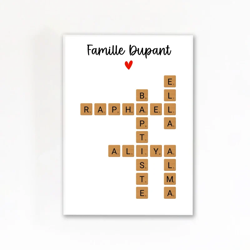 Affiche personnalisée Scrabble - Famille avec prénoms