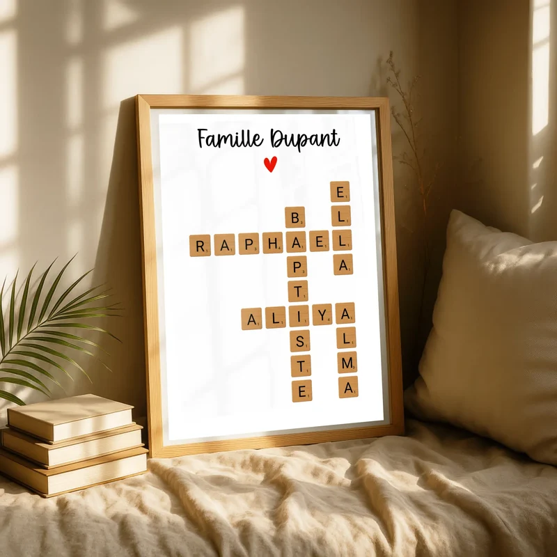 Affiche personnalisée Scrabble - Famille avec prénoms