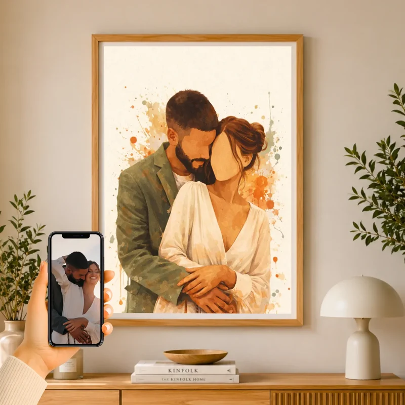 Affiche Personnalisée - Aquarelle couple