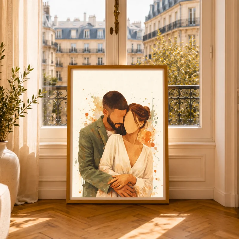 Affiche Personnalisée - Aquarelle couple