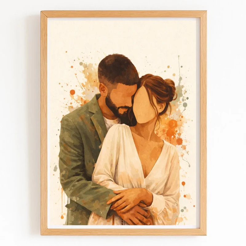 Affiche Personnalisée - Aquarelle couple