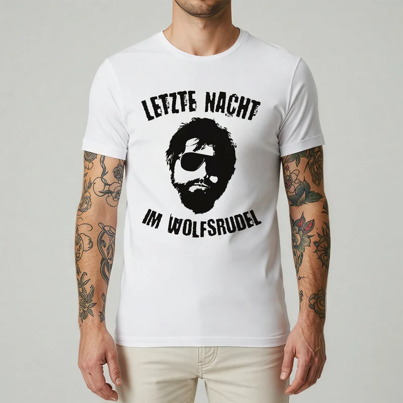 JGA Shirt Männer Letzte Nacht im Wolfsrudel Junggesellenabschied T-Shirts Hangover Shirt JGA Shirts lustig Party Shirts Bräutigam Wolfsrudel