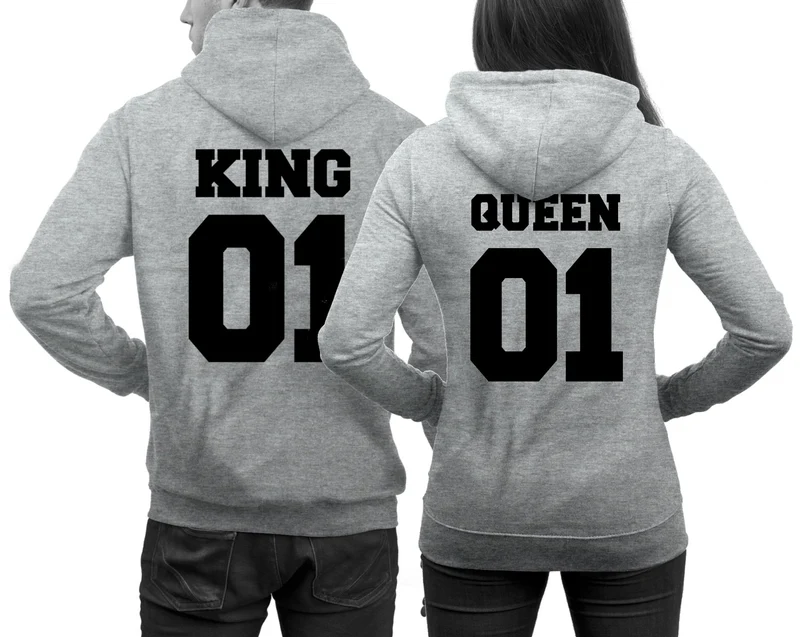 KING 01 und QUEEN 01 Pärchenpullis im SET Hoodies für Paare Wunschzahlen möglich