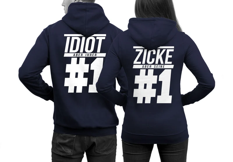 IDIOT Aber Ihrer Zicke Aber Seine #1 Hoodies im SET Pärchenpullis 2 Stück Pullover für Paare