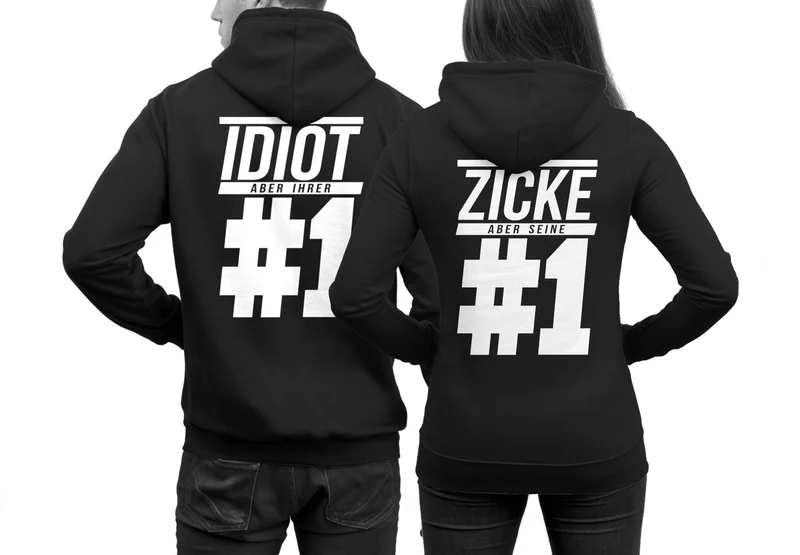 IDIOT Aber Ihrer Zicke Aber Seine #1 Hoodies im SET Pärchenpullis 2 Stück Pullover für Paare