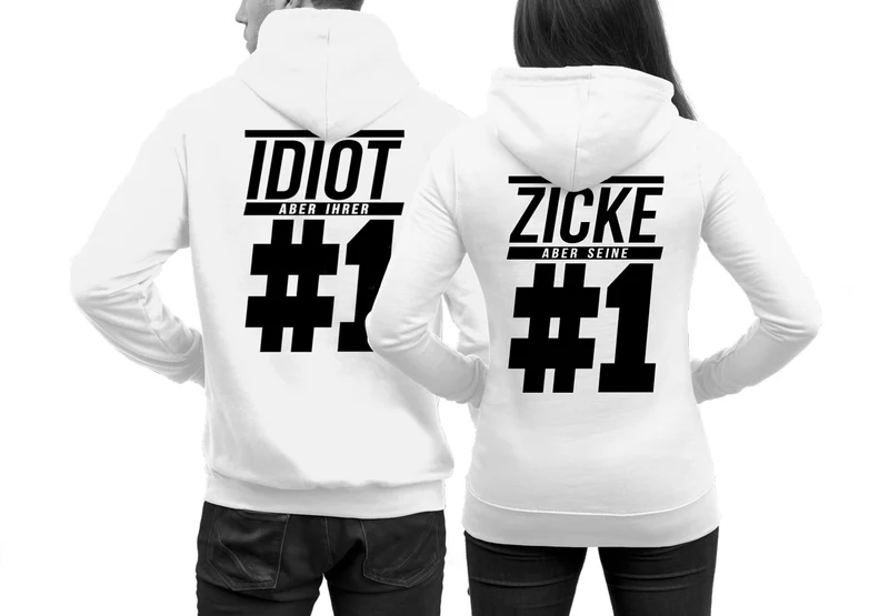 IDIOT Aber Ihrer Zicke Aber Seine #1 Hoodies im SET Pärchenpullis 2 Stück Pullover für Paare