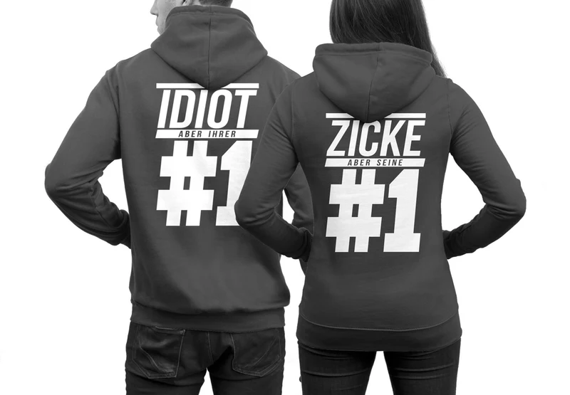 IDIOT Aber Ihrer Zicke Aber Seine #1 Hoodies im SET Pärchenpullis 2 Stück Pullover für Paare