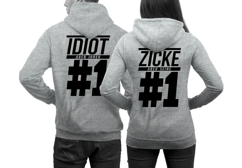 IDIOT Aber Ihrer Zicke Aber Seine #1 Hoodies im SET Pärchenpullis 2 Stück Pullover für Paare