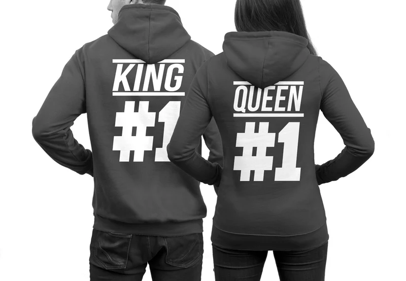 KING #1 und QUEEN #1 Pärchenpullis im SET Pärchen Pullover im Doppelpack