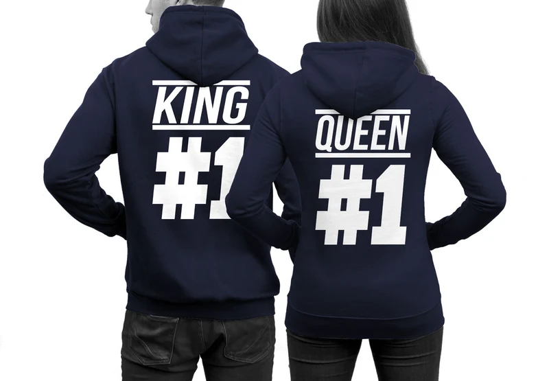 KING #1 und QUEEN #1 Pärchenpullis im SET Pärchen Pullover im Doppelpack