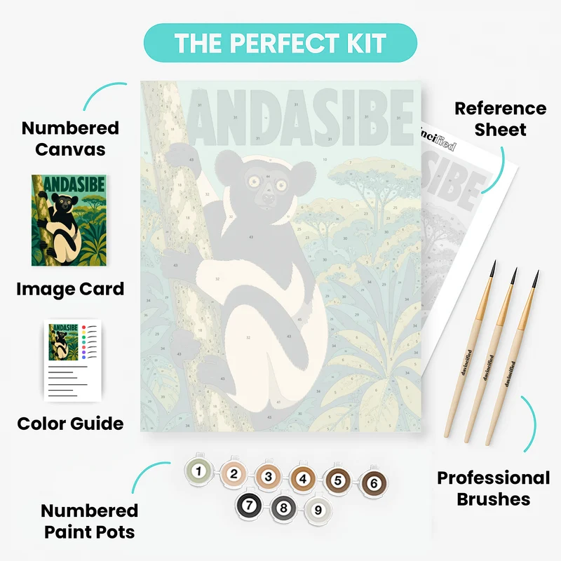 Indri Lemur Trunk - Paint by Numbers Kit