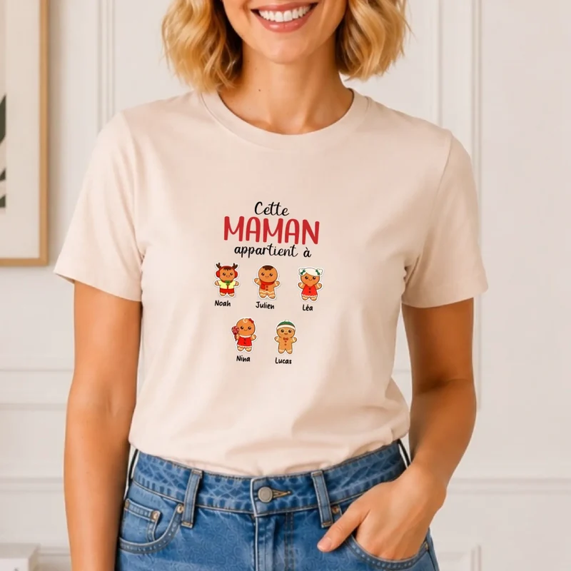 T-shirt Pain d’épice personnalisé Maman – Cadeau de Noël